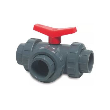 BEVO PVC 3-Wege Kugelhahn, T-Bohrung, Klebemuffe