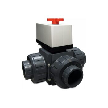PRAHER PVC 3-Wege Kugelhahn, T-Bohrung Solar, Klebemuffe