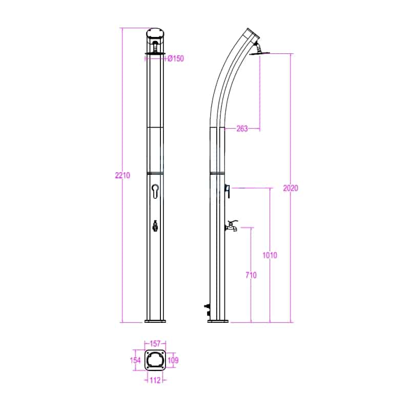 OKU Solardusche SOLAX CURVE aus Aluminium, 25 l Wassertank – Bild 2