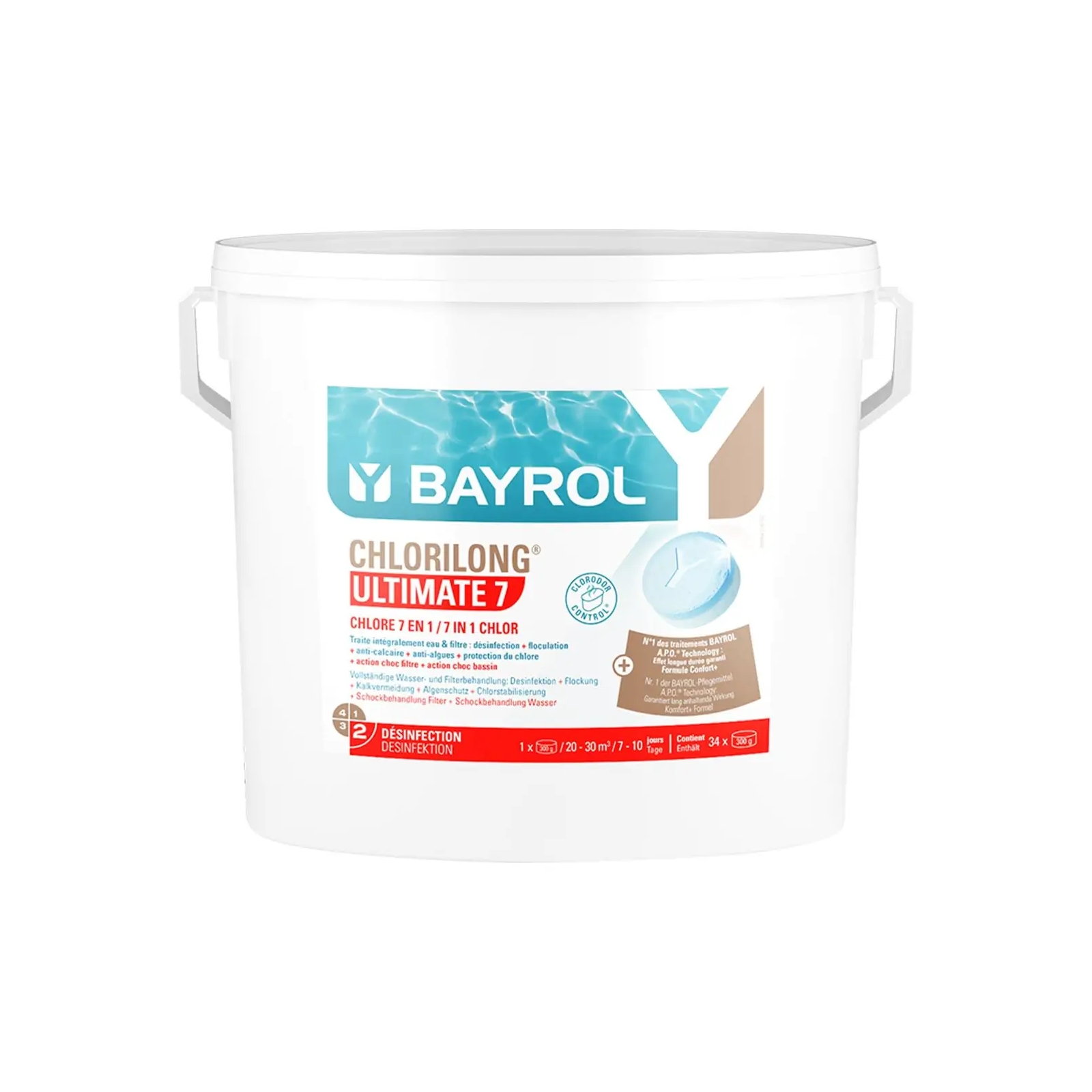 BAYROL Chlorilong ULTIMATE7 10,2 kg 2-Phasen Chlortabletten 300 g, mit 7 Funktionen