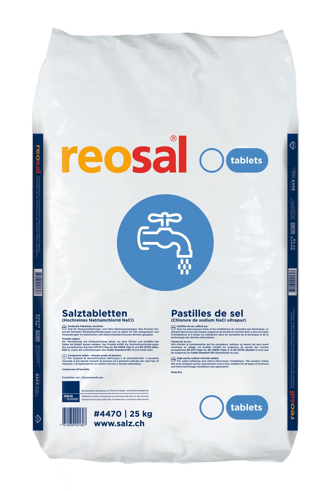 REOSAL Regeneriersalz Tabletten, Sack à 25kg (Eidgenössische Zulassungs-Nr. CHZN4762.K1)