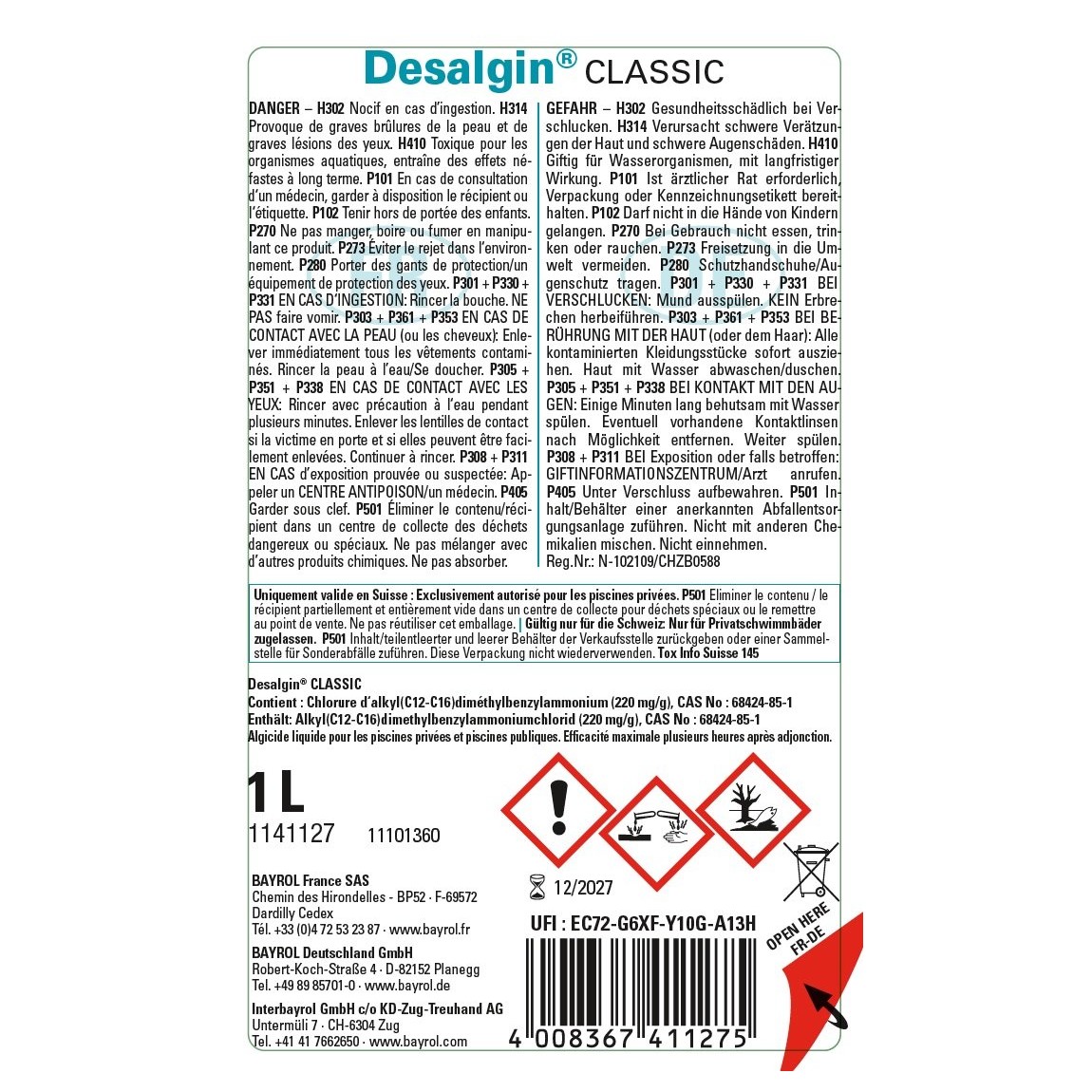 Bayrol Desalgin CLASSIC 1 l flüssiges schaumarmes Antialgen-Konzentrat UN 1760 – Bild 3