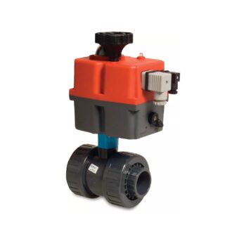 BEVO MEGA PVC Kugelhahn, Typ Safe mit Elektromotor 24-240VAC/VDC, Klebemuffe – Bild 2