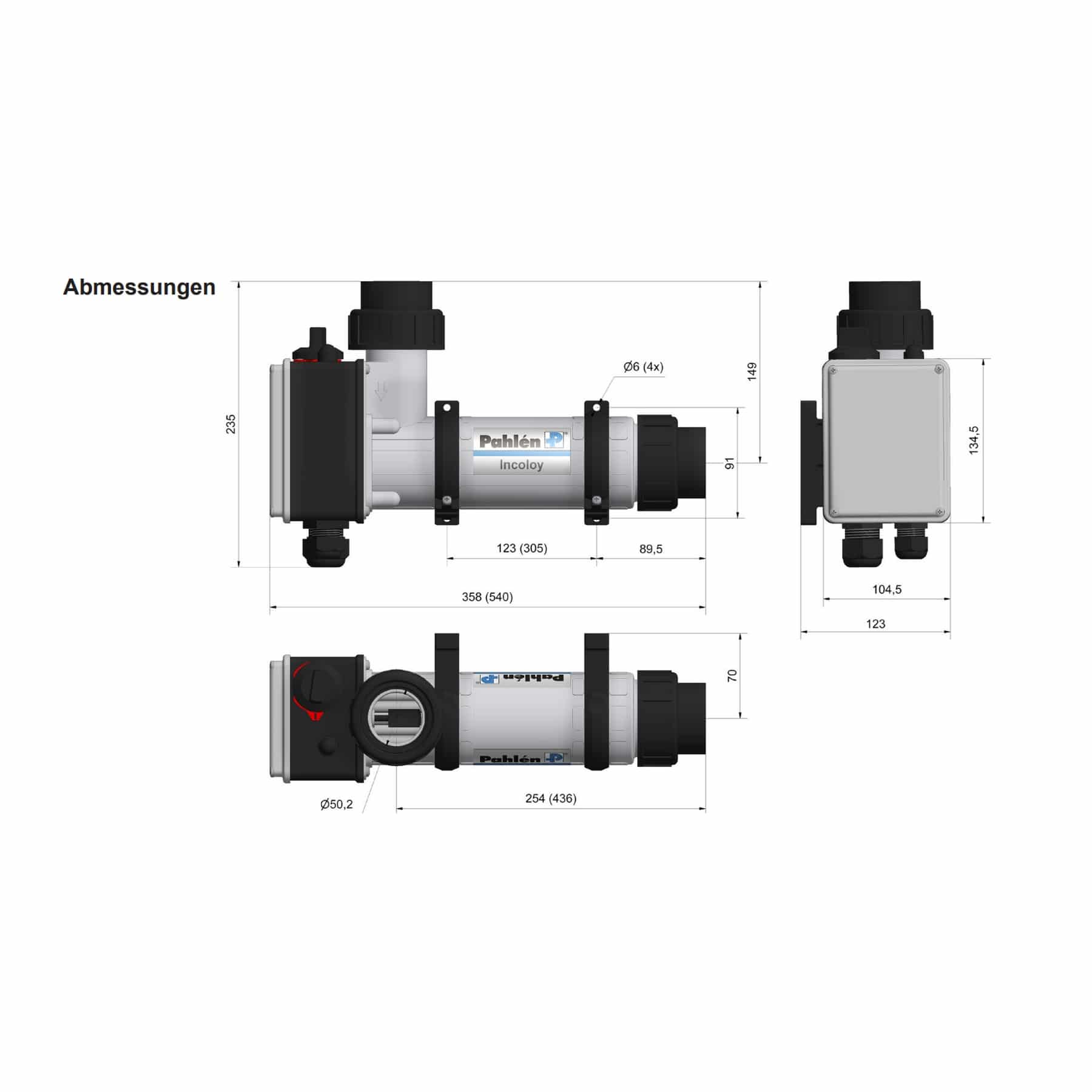 PAHLÉN Elektroheizer aus Kunststoff 230/400V, mit Heizstab aus Titan – Bild 6