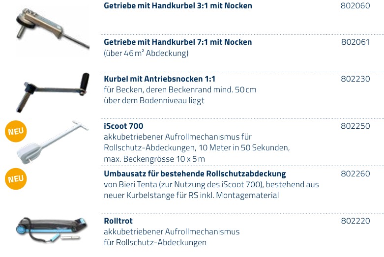 BAC Aufrollvorrichtungen für die Modelle NOVATREND, MULTIVERSAL oder SWISS TOP – Bild 16