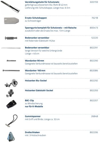 BAC Zubehör für die Schutznetze mit Carmo-Ösen, Edelstahlösen und BAC-Clip – Bild 13