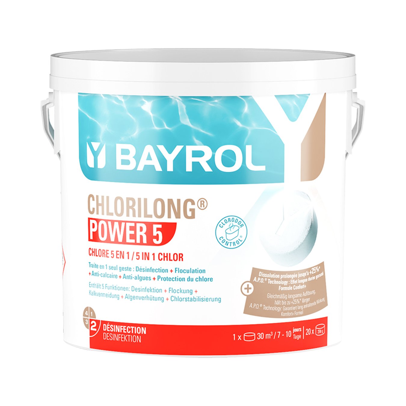 Bayrol Chlorilong POWER5 5 kg 5 Funktionen-Chlortabletten 250 g UN 3077