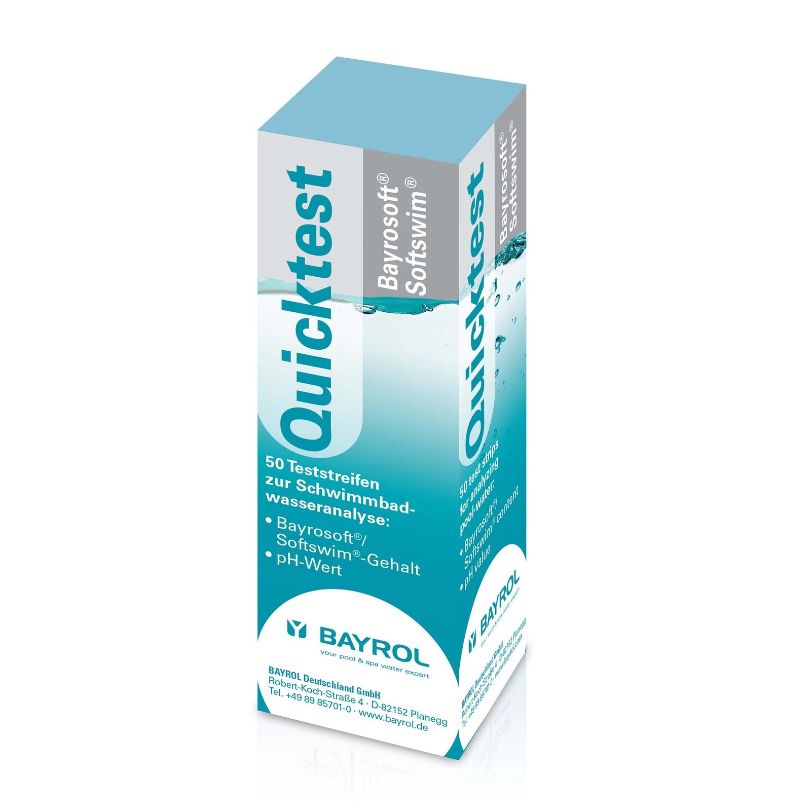 Bayrol Quicktest pH/Bayrosoft flüssig Teststreifen zur Messung von pH-Wert und Bayrosoft