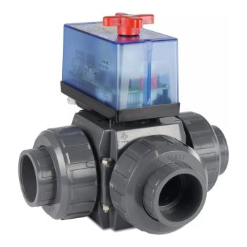 PRAHER PVC 3-Wege Kugelhahn, L-Bohrung, Klebemuffe