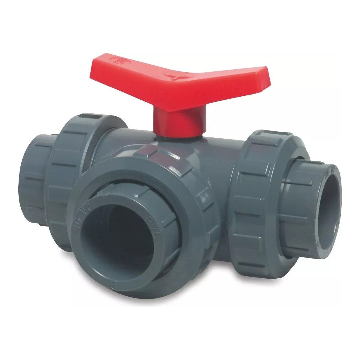BEVO PVC 3-Wege Kugelhahn, T-Bohrung, Klebemuffe