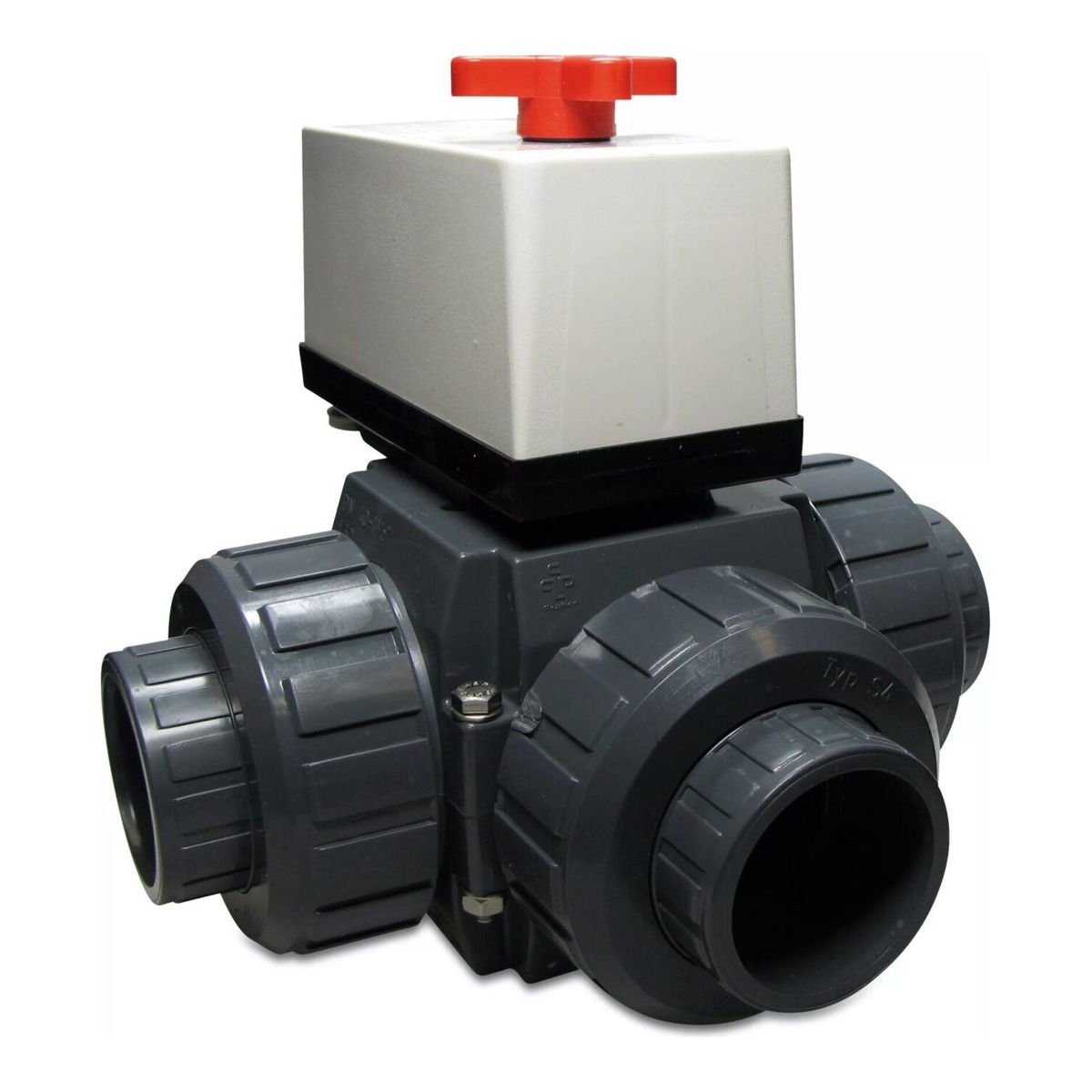 PRAHER PVC 3-Wege Kugelhahn, T-Bohrung Solar, Klebemuffe