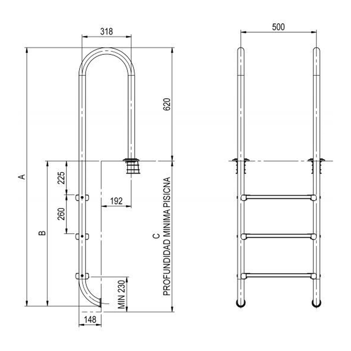 ASTRALPOOL Einbauleiter WALL mit DELUXE STUFEN