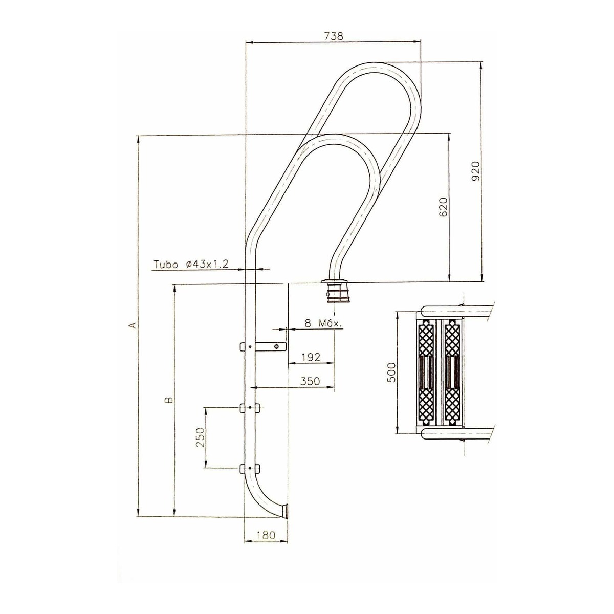 ASTRALPOOL Einbauleiter MIXED ASYMMETRISCH