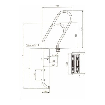 ASTRALPOOL Einbauleiter MIXED ASYMMETRISCH