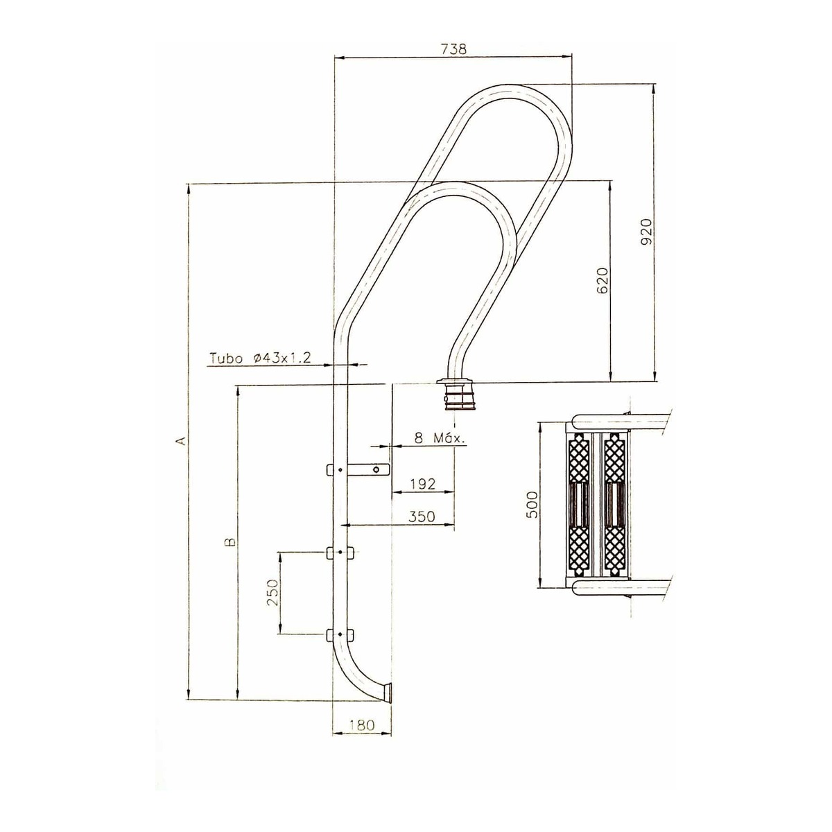 ASTRALPOOL Einbauleiter MIXED ASYMMETRISCH