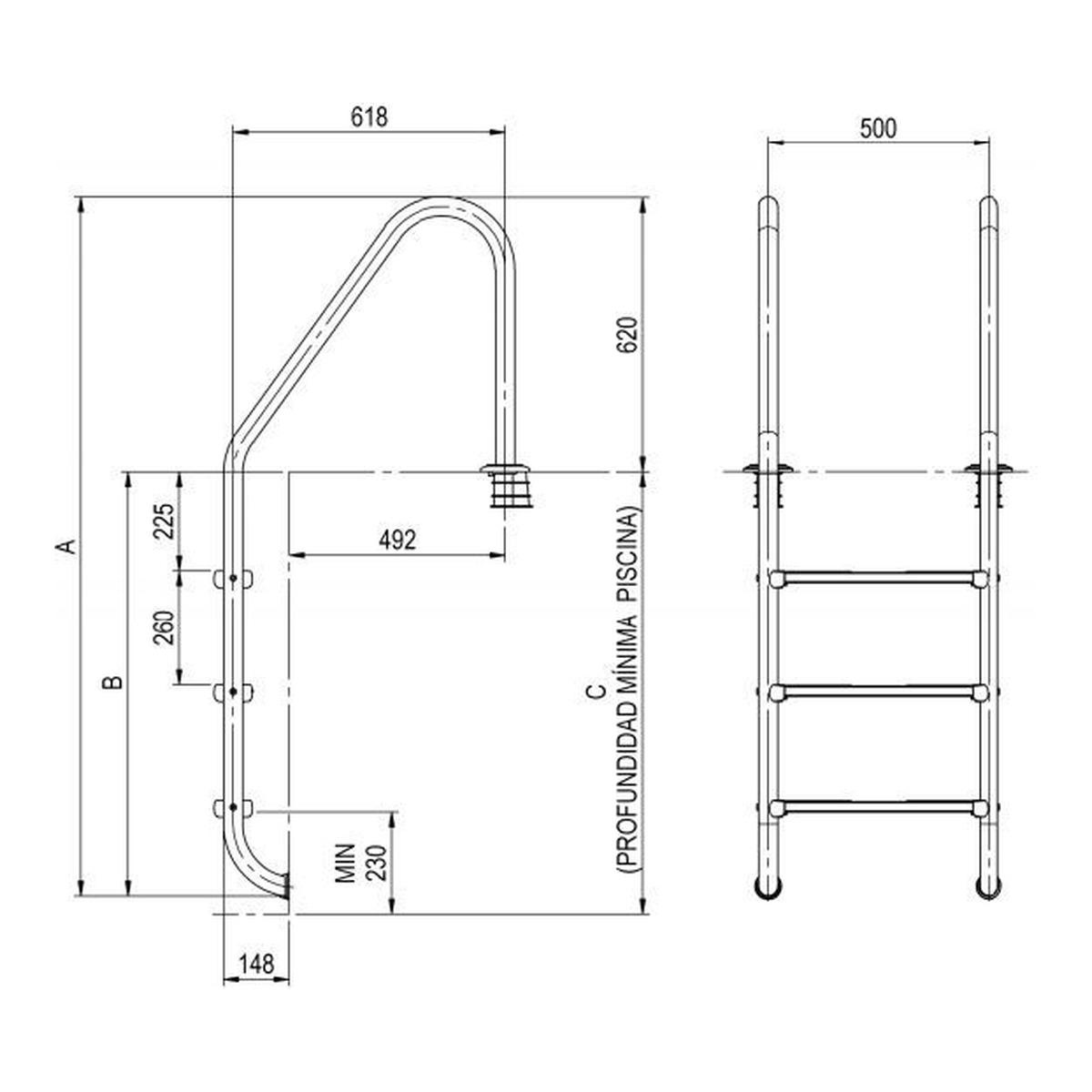 ASTRALPOOL Einbauleiter STANDARD mit DELUXE STUFEN