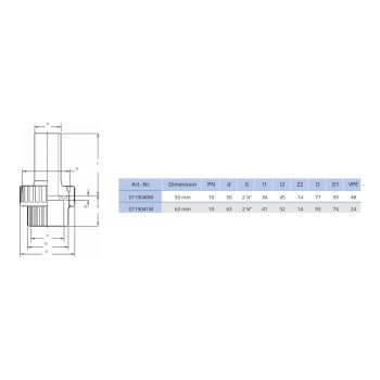 MAITEC PVC/PE Übergangsverschraubung PVC zu PE Geberit