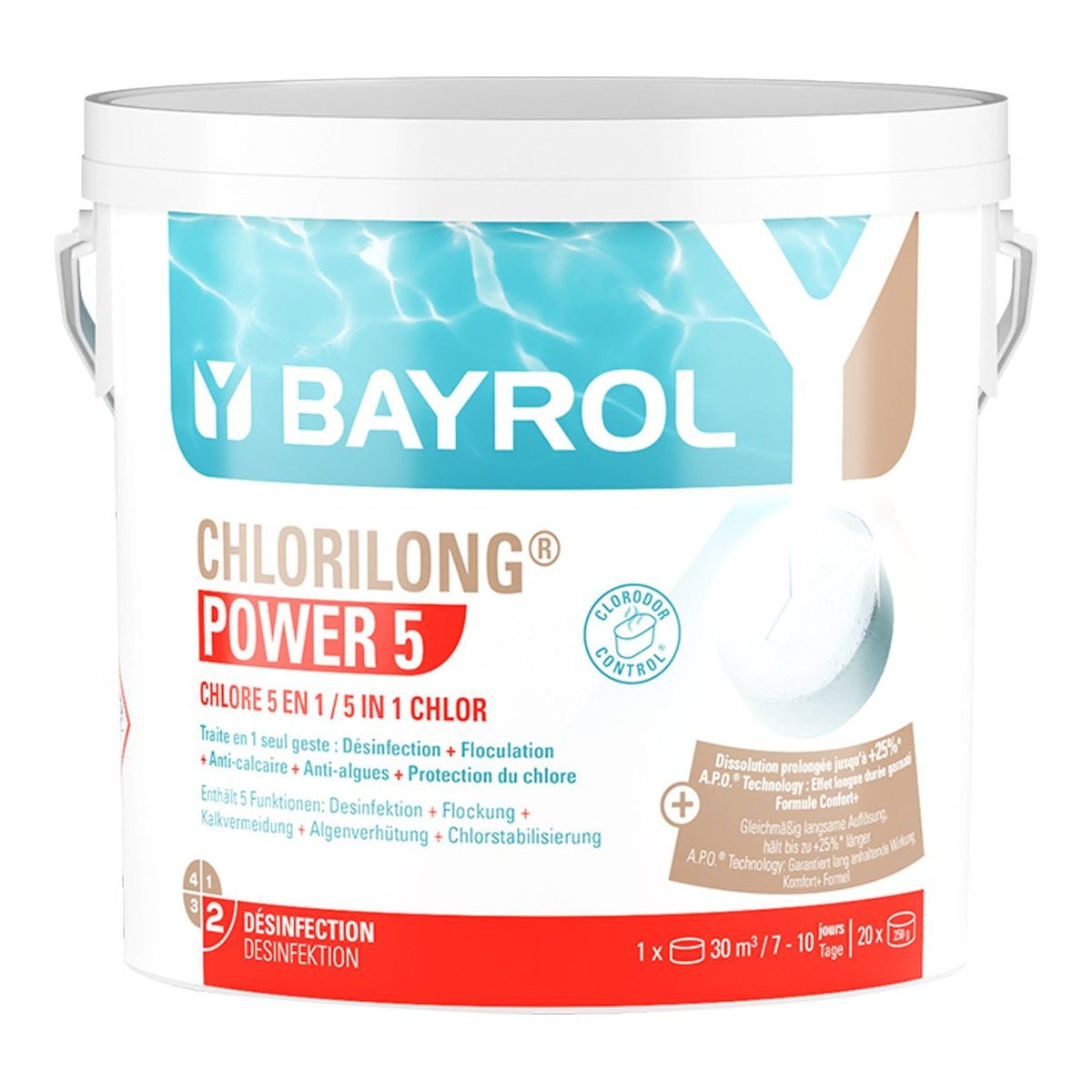 Bayrol Chlorilong POWER5 5 kg 5 Funktionen-Chlortabletten 250 g UN 3077