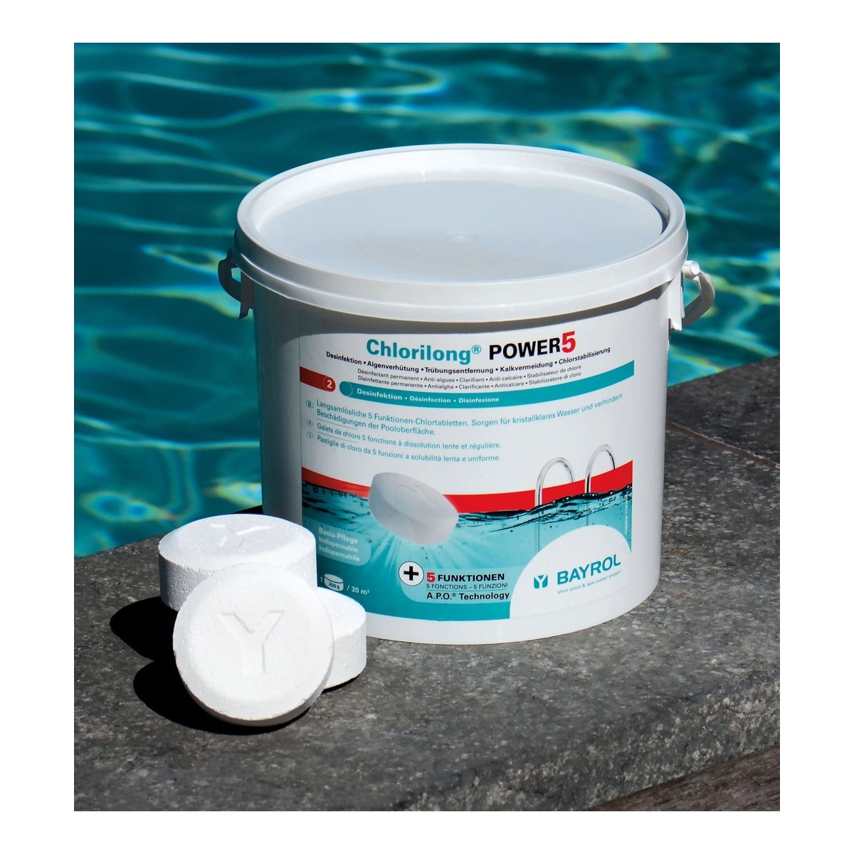 Bayrol Chlorilong POWER5 5 kg 5 Funktionen-Chlortabletten 250 g UN 3077