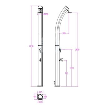 OKU Solardusche SOLAX CURVE aus Aluminium, 25 l Wassertank