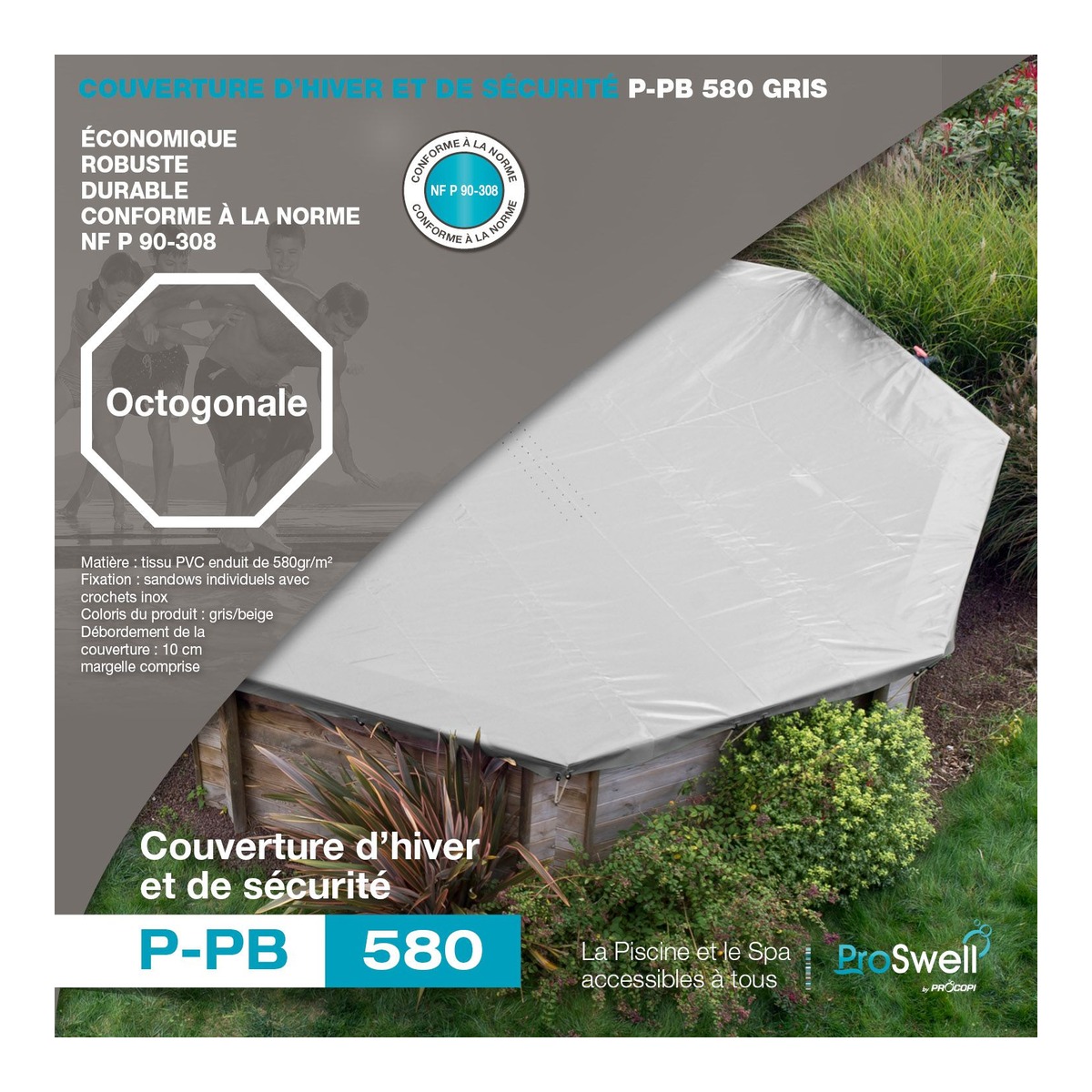 Sicherheits- und Winterabdeckung für Holzpools 580g/m² – Bild 7